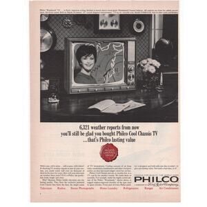 Philco Console Television Advertisement Vintage 1964 Weather Report Cool Chassis
